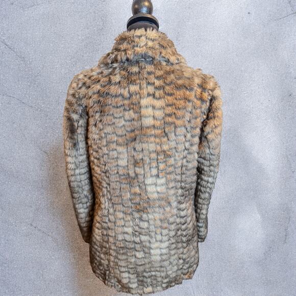 Dorothy Perkins Faux Fur Plush Brown Tan Textured Coat US 8-10 - Picture 4 of 12